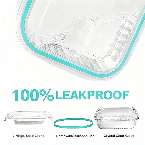 Miniatura 6 de Paquete de 5, recipientes de vidrio de 36 onzas con tapas de cierre a presión, recipientes de vidrio para alimentos, recipiente hermético para el