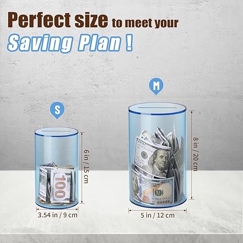Miniatura 23 de Hicocool Alcancía transparente para adultos y niños, debe romperse para abrir, alcancía de acrílico azul, tarro de ahorro de dinero sin abrir