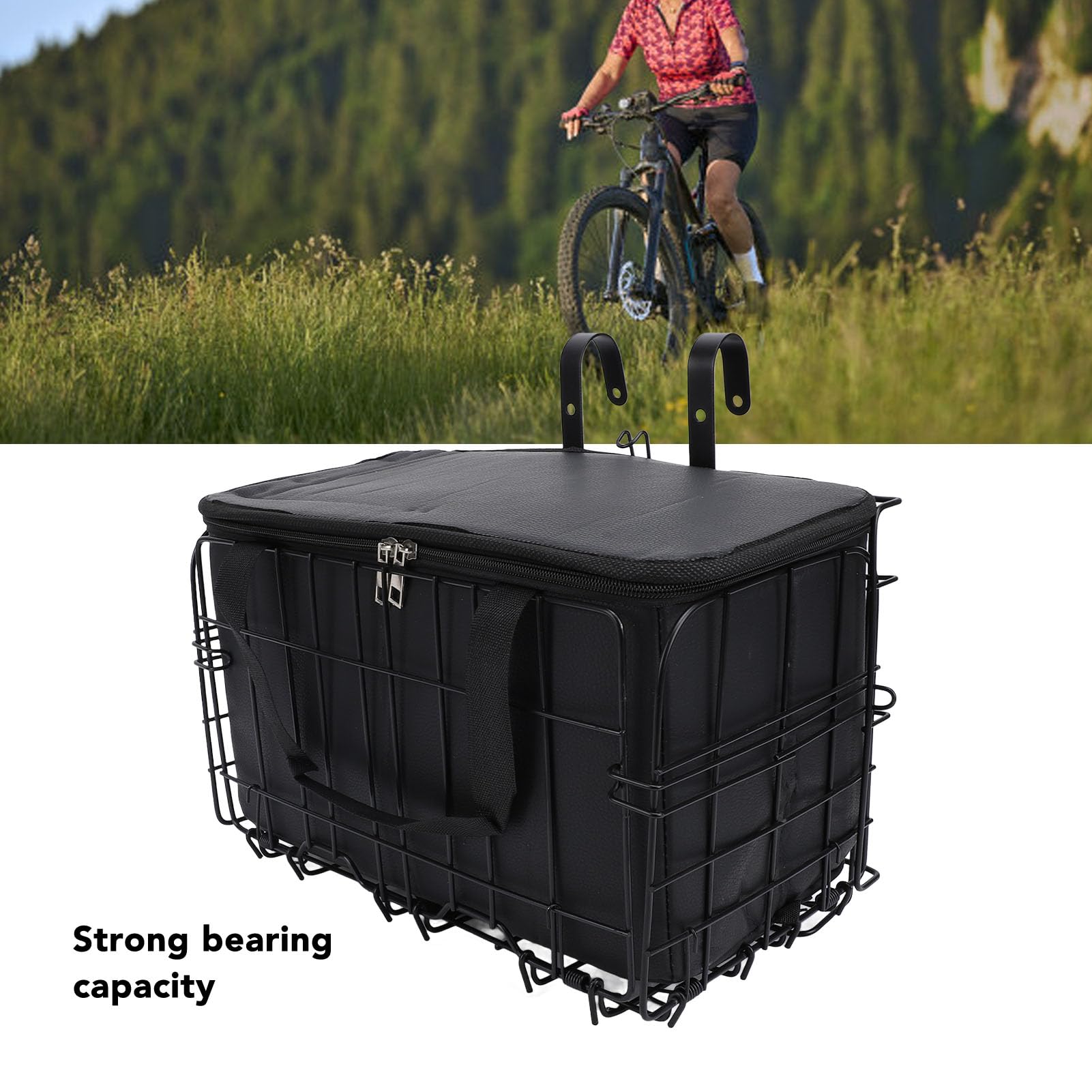 Koszyk przedni Ride ze zdejmowaną torbą z wkładką, stabilne żelazne nosidełko dla zwierząt domowych do artykułów spożywczych / zakupów / jazdy na rowerze | kosz do jazdy górskiej o dużej pojemności