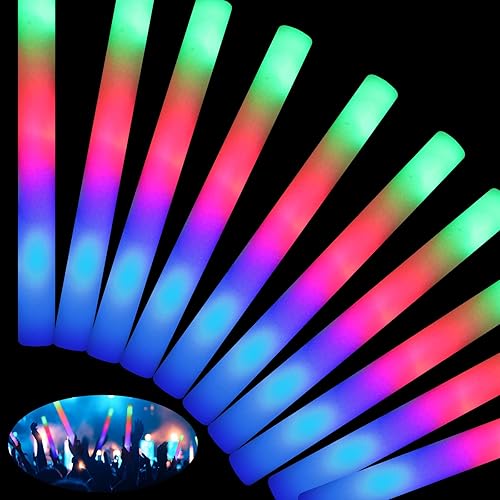 Miniatura 8 de 100 PCS Giant 16 Inch Foam Glow Sticks, Bulk Glow Sticks with 3 Modes Colorful Flashing, LED Light Stick Gift, Glow in Dark Party Supplies for