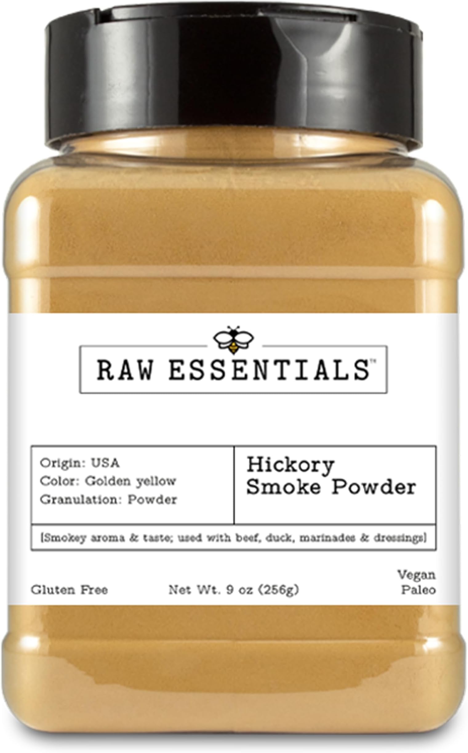 Raw Essentials Hickory Smoke Powder, 9 Oz Bottle | Specialty Spice for Smoky Flavor, Liquid Smoke Alternative Seasoning, Ideal for Sauces, Marinades, Dressings