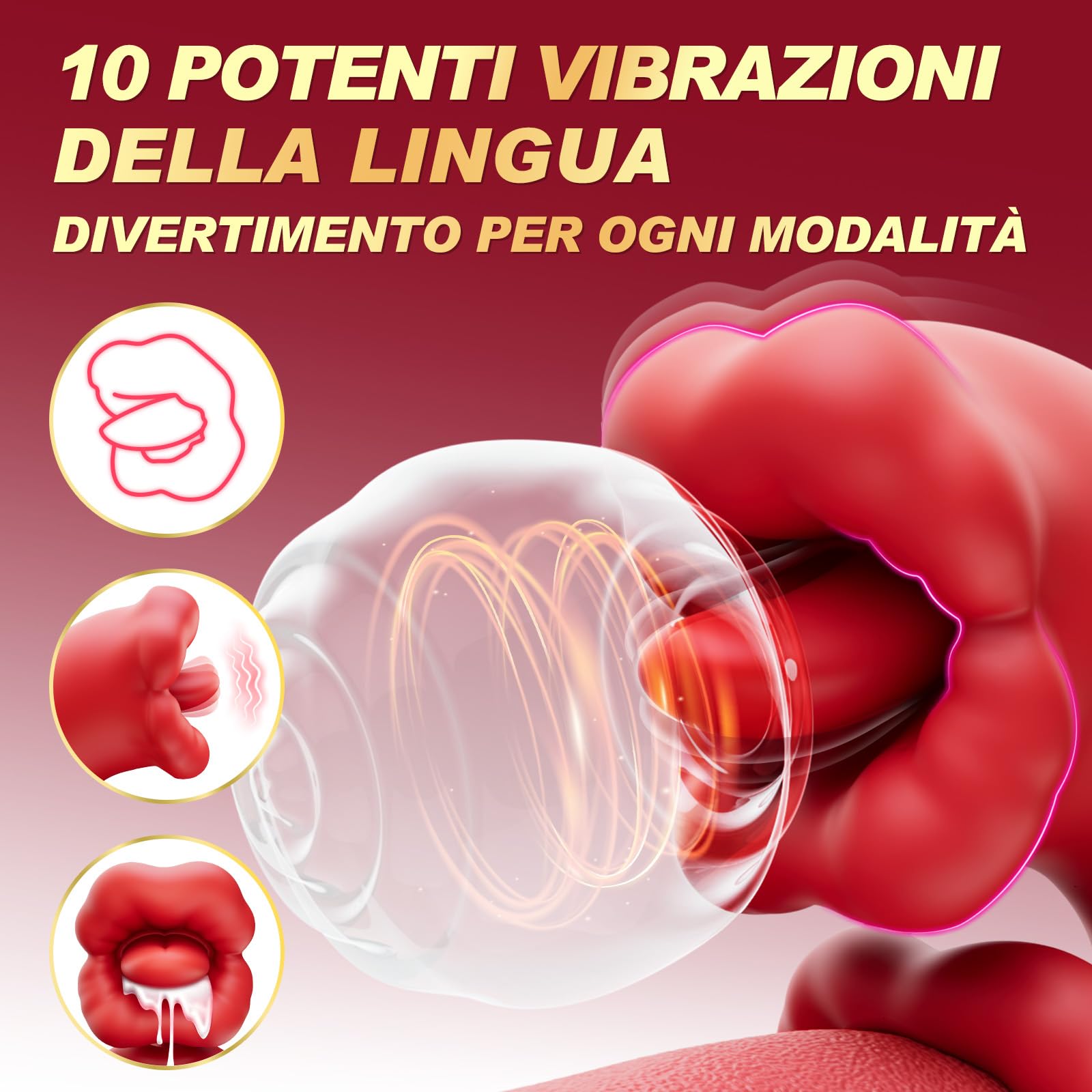 Vibratore erotico, 3 in 1, con 10 modalità di vibrazione