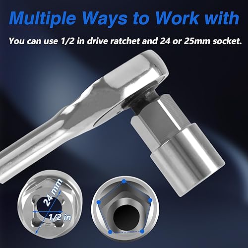 Miniatura 5 de Herramienta de enchufe CNC de mango de rueda de repuesto de acero inoxidable (use trinquete de transmisión cuadrada de 1/2 pulgada) compatible con