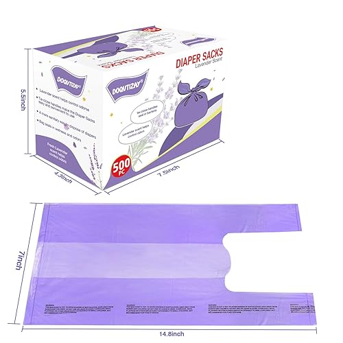 Miniatura 4 de Bolsas de pañales desechables para bebés con pestañas fáciles de atar, con eliminación de pañales con aroma a lavanda o bolsas de basura de mascotas