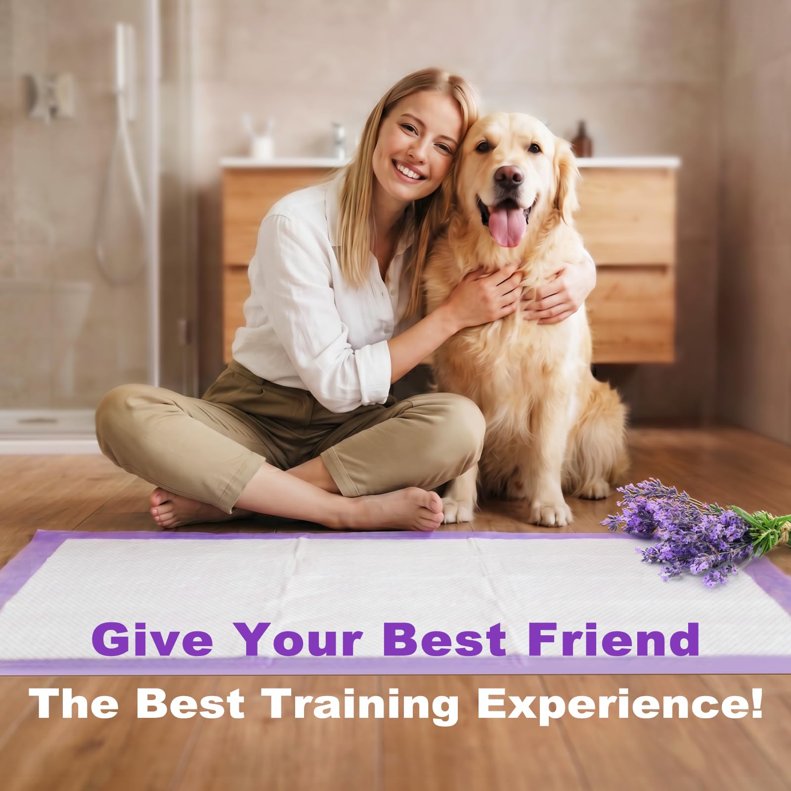 MIZOK Almohadillas para orina de perro, extra grandes, de 30 x 36 pulgadas, almohadillas para orina para perros, con aroma a lavanda, almohadillas para control de olores, ultra absorbentes, para hasta
