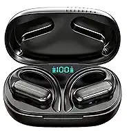 Over The Ear Earbuds Bluetooth Headphones Wireless Earbuds 60hrs Playtime Wireless Charging Case Sports Ear Buds Stereo Sound IPX7 Waterproof Sports Earphones for Running Black