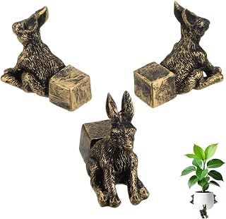 M METERXITY 6-Pack Rabbit Plant Stand for Inside Pots, 4.2 x 2 Cm/1.7 x 0.8 in Resin Decorative Plant Stand for Garden/Outdoor Planters/Home Decor, Plant Risers Flower Pot [Golden Brown]