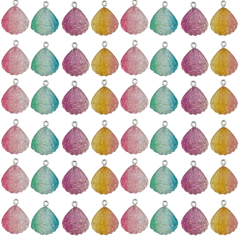 Youdiyla 40Pcs Resin Ocean Shell Series Pendant Jewelry Making DIY Keychain Earrings Pendant Various Design Charms for Jewelry Making Bracelets Necklace (SN504)