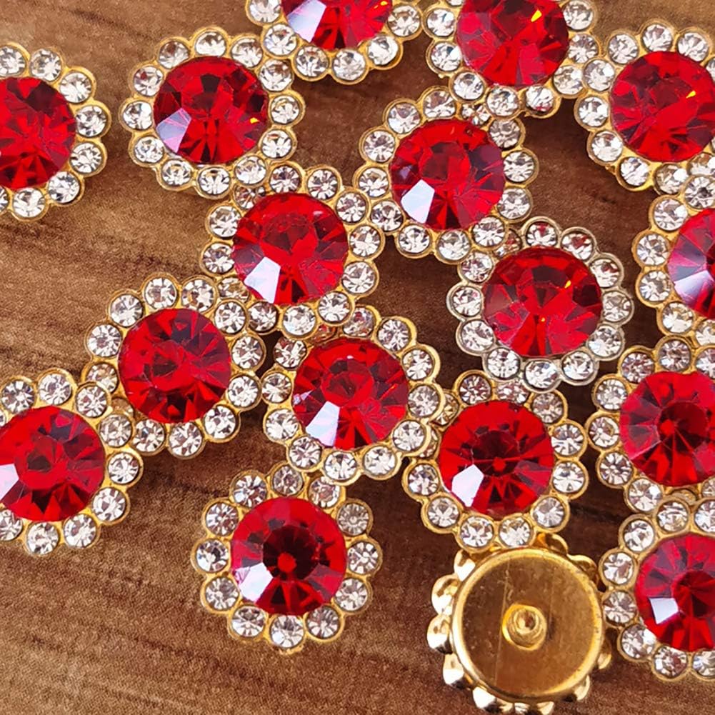 GSHLLO 100 PCS Multicolor Flower Rhinestone Buttons Flatback Embellishments Rhinestone Beads for Clothes Crafts