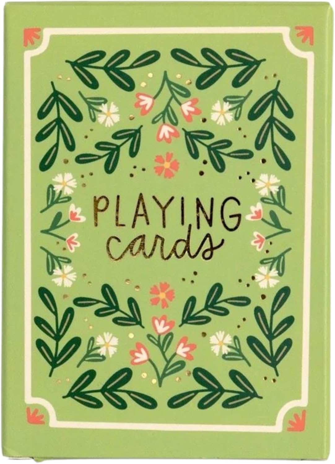 Pippi Post Green Floral Themed Deck of Playing Cards, Cool Deck of Cards for Game Night Fun, 52-Card Botanical Design, Gifts for Those Who Have Everything (No Jokers)