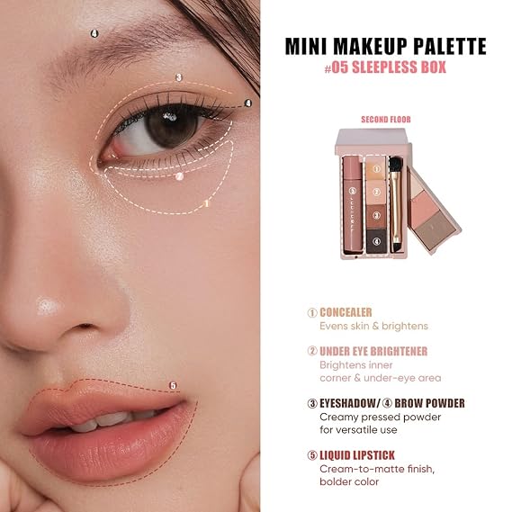 JUDYDOLL Mini Makeup Palette Travel Size Makeup All in One Touch Up Kit