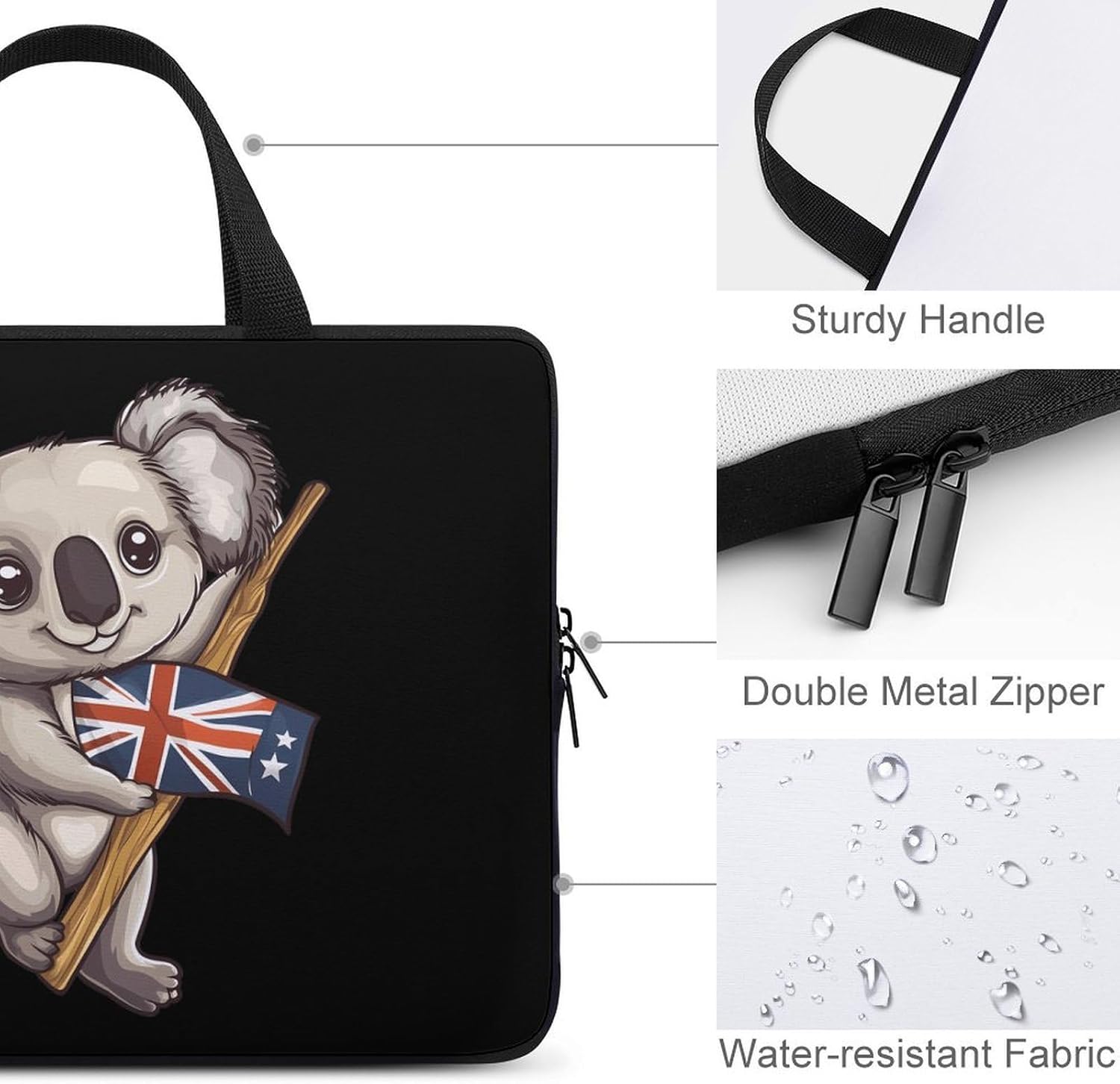 Australian Koala Bear Laptop Bag Lightweight Computer Bag Carrying Case for Work Business