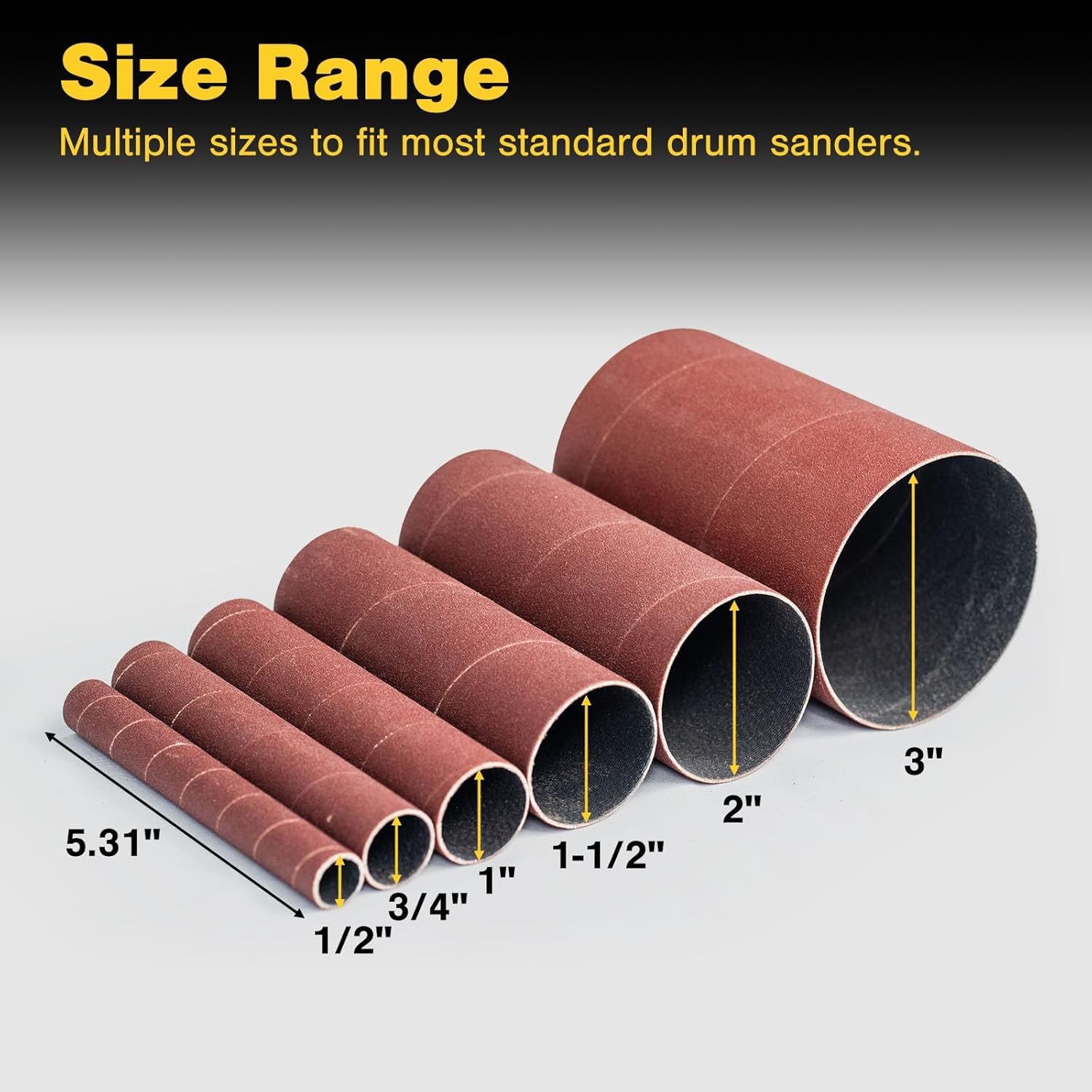 Dark Stone Sanding Sleeves for Oscillating Spindle Sander, Aluminum Oxide, 6-Pack (3, Inches, 100)