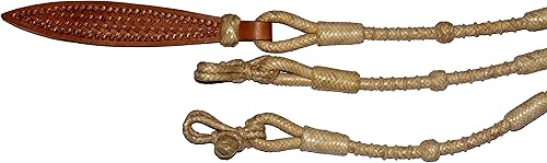 Miniatura 2 de Horse Western Tack - Cuerda de nailon trenzada de 8.5 pies con nudos marrones, piel cruda, trenzada a mano, cuerda de rancho Romal Romel, 52 pies