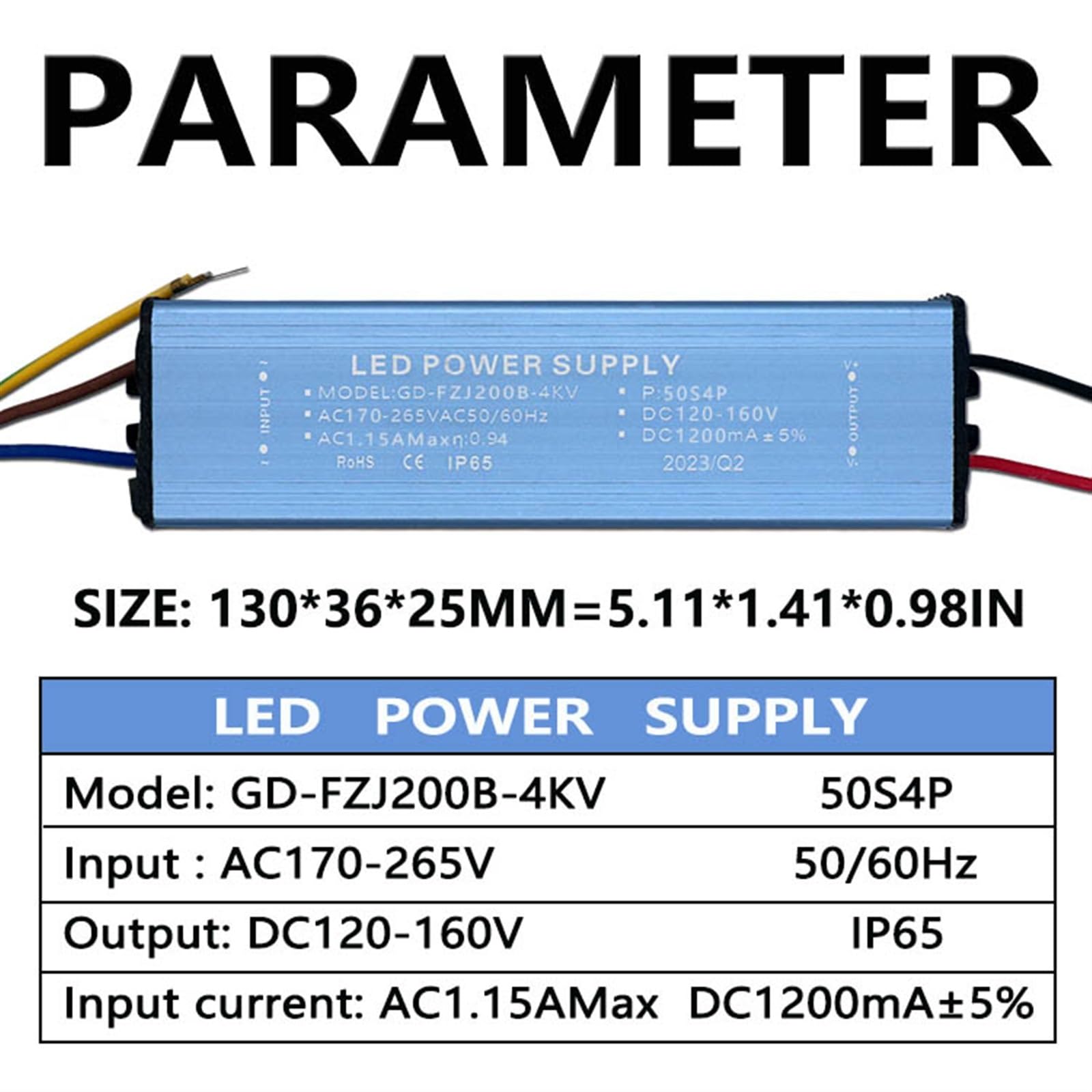 Driver LED 200W DC120-160V 1200mA Alimentatore Trasformatore di illuminazione a controllo di corrente costante for luce di inondazione a LED