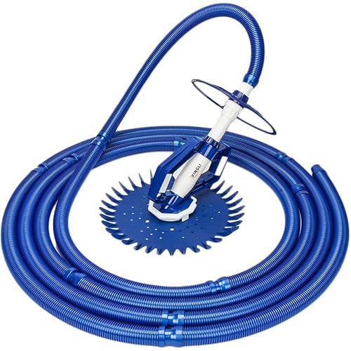 VINGLI Pool Vacuum Above Ground Indoor Outdoor Automatic Swimming Pool Cleaner Sweep Sweeper with 33FT Hoses (Nave Blue)
