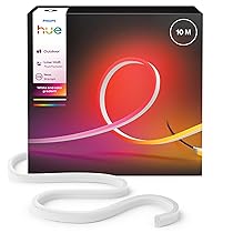 Philips Hue Neon Striscia LED Multicolore da Esterno 10m, 1100 lm, Luce Bianca e Colorata, Gradiente, Illuminazione Esterna Flessibile, Sfumature di Colori Chromasync, Resistente alle Intemperie