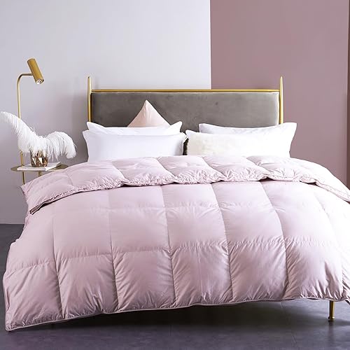 Lujoso edredón de invierno de plumón de ganso tamaño Queen, ultra suave, tejido 100% algodón, relleno de plumón de ganso 70% blanco, edredón