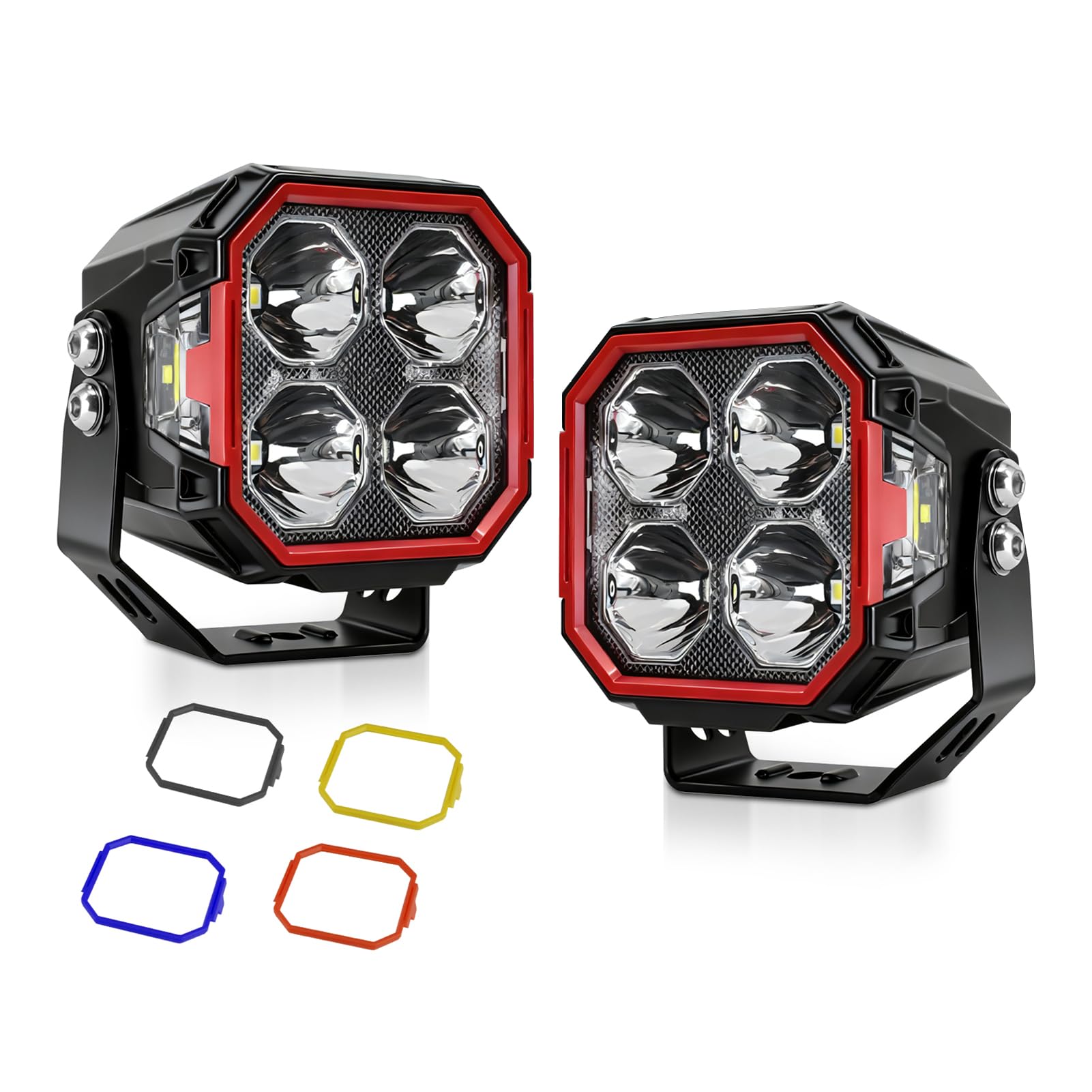Generic 3-calowe światła Terenowe LED RGB 30000 Lm Ultra Jasne światła Przeciwmgielne 6000 K Spot Beam Flood z 4 Wymiennymi Osłonami do Ciężarówki SUV ATV