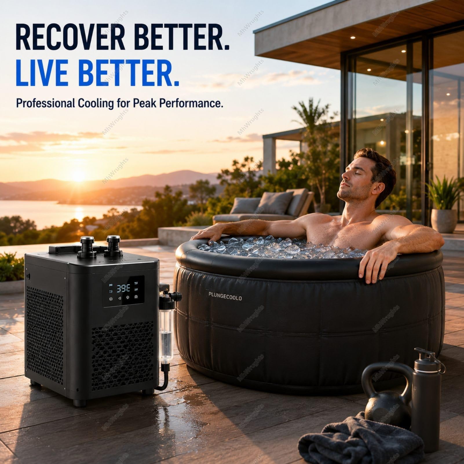 Cold Plunge Ice Bath - Sistema de refrigeración de agua para baño de hielo, control remoto y táctil, bombas dobles para bañera de hielo de hasta 300 L, solución de refrigeración eficiente para la
