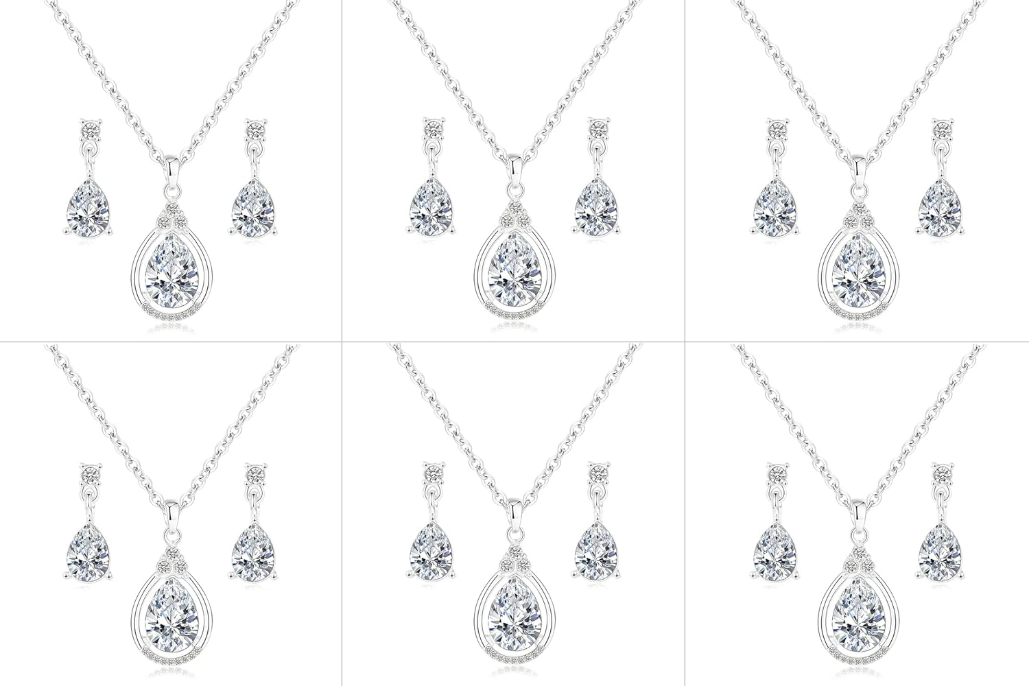 Bridesmaid Jewelry Set for Women 1-4-6-8 Sets Necklace Earring Set for Wedding 18K Gold or Rose Gold or Silver Plated with Crystal Rhinestone