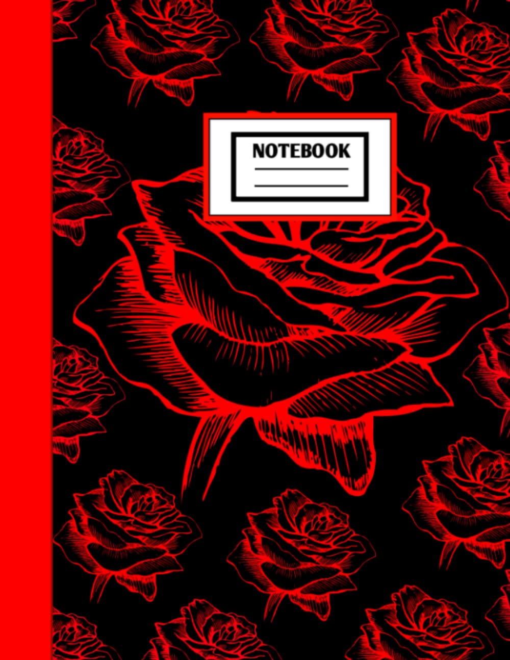 Floral composition notebook (Red &Black): Blank, Ruled/Lined Paper Journal | Flower design | Freetime/Work/School Notebook |Soft Cover Book | Gift ... 120 pages | Writing Notes, Jotter/Journaling
