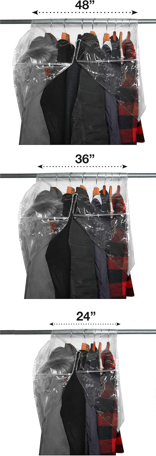 LAMINET C24 Clear 24" Shoulder Coverette-Protect Your Clothes from Dust and Contaminants Plastic Closet Rod Cover