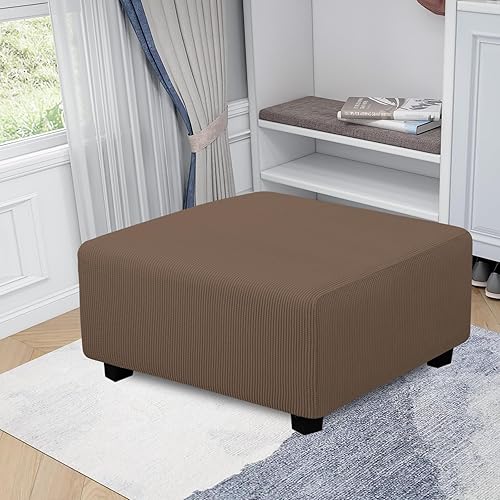 Vista 617 de Easy-Going - Funda elástica para taburete otomano, funda protectora para muebles, funda rectangular con parte inferior elástica Beige