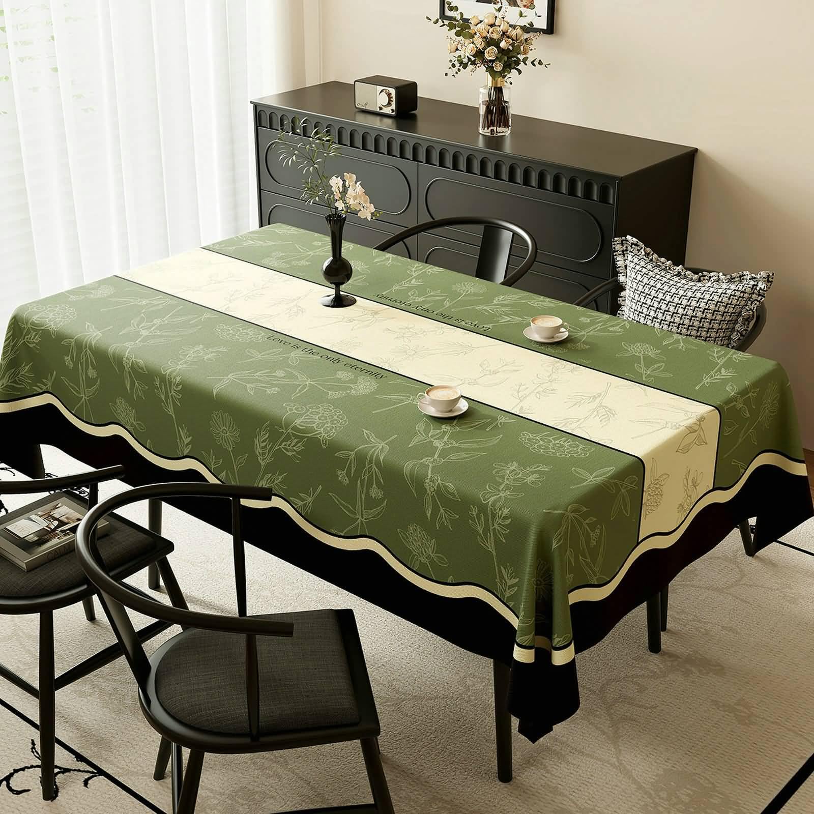 Tovaglia Antimacchia Quadrata PVC, Verde Beige, 100x100cm