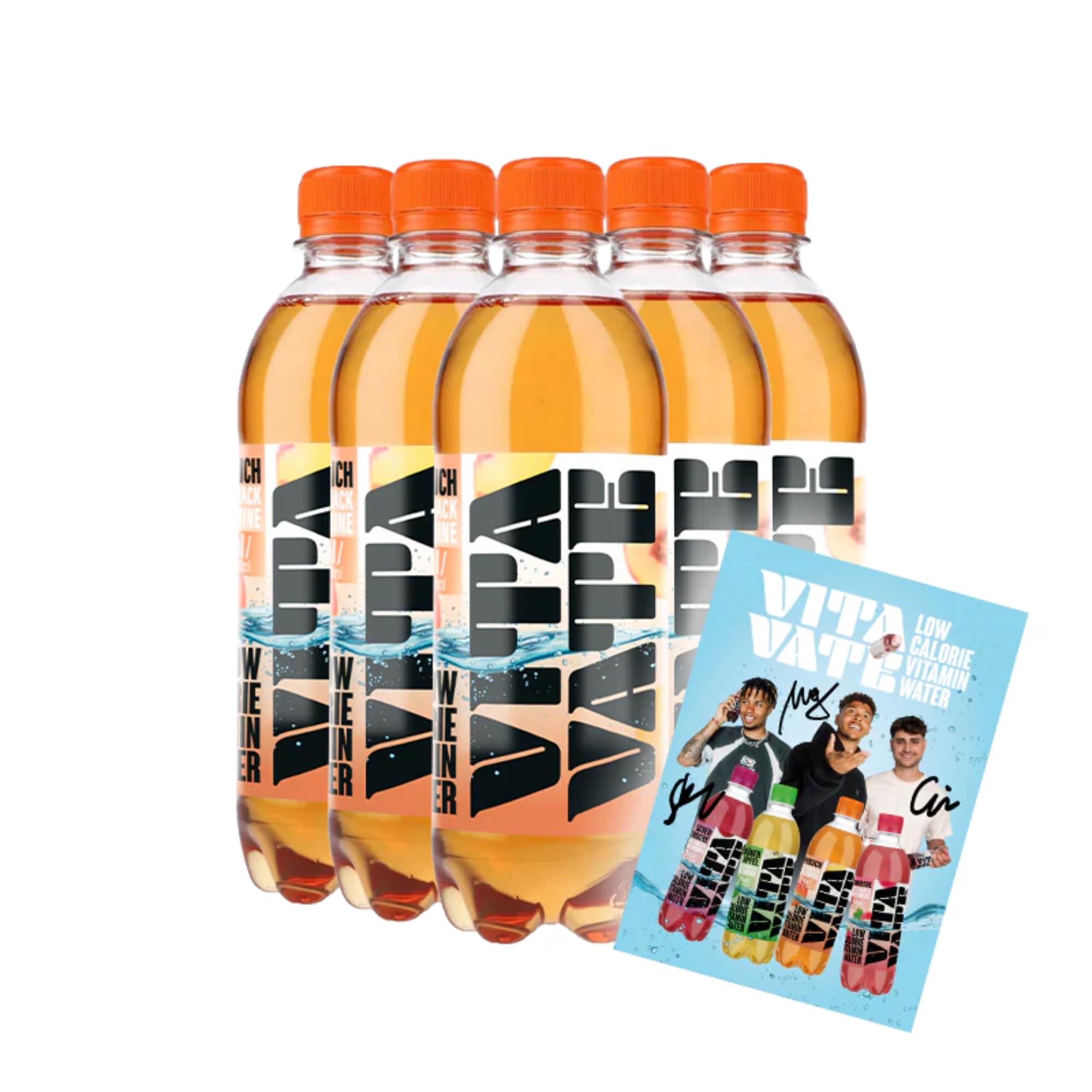 VitaVate Vitaminwasser Pfirsich ohne Zuckerzusatz kalorienarme natürliche Aromen ohne Koffein mit Vitamin B6 B12 Biotin Pantothensäure 18x (0,5L) Tray