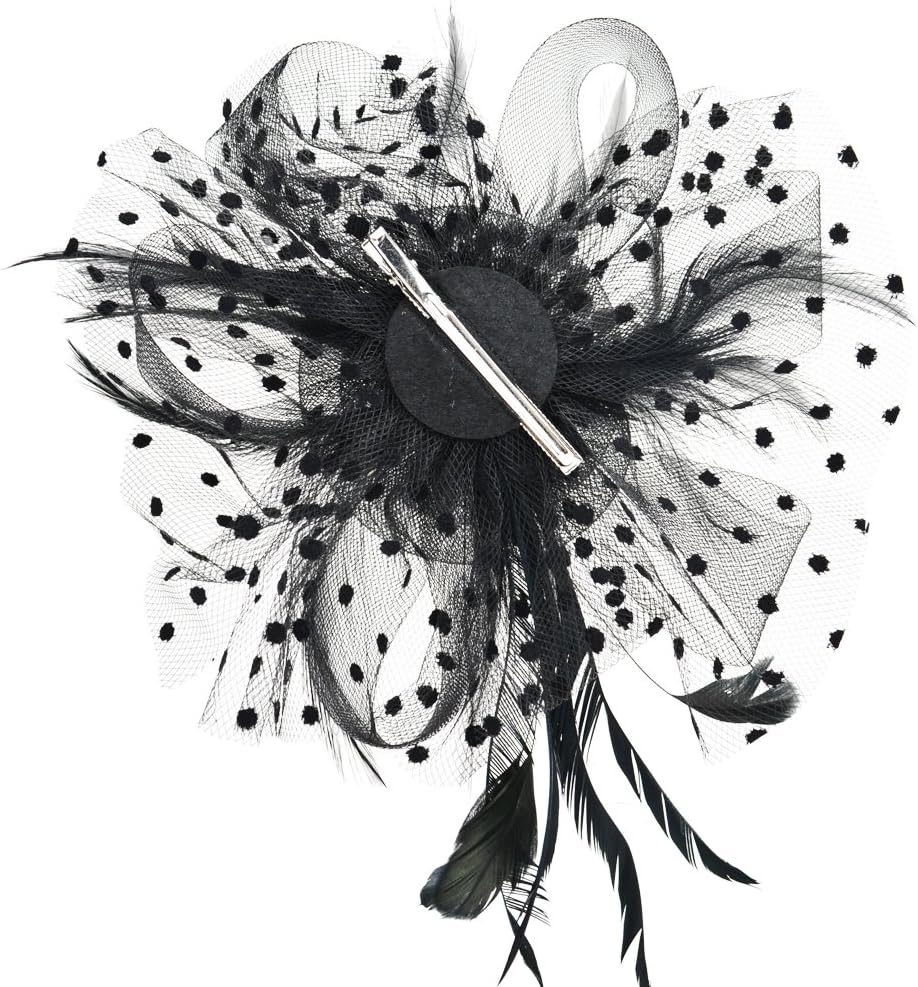 Women Fascinators Hats Veil Mesh Tea Party Derby Hat Bow Lace Gloves Pearl Jewelry Set for Women Cocktail Wedding - Image 4