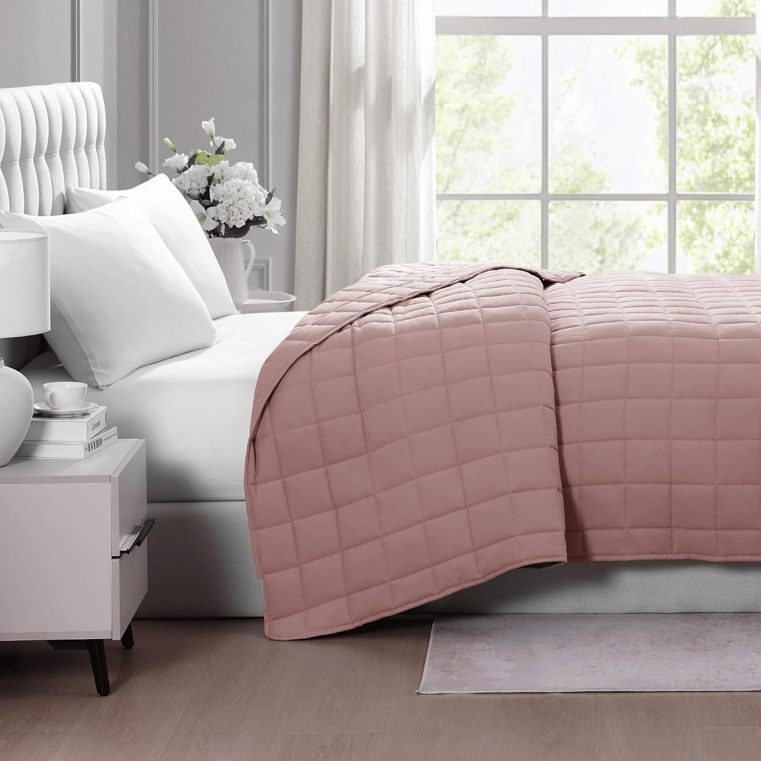 Casa Platino Soft Quilted Microfiber Down Alternative All Season Bed Blanket - Sepia Rose - Image 5