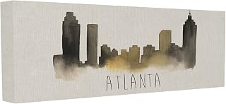 Stupell Industries Atlanta Skyline Silhouette Stretched Canvas Wall Art, 10 x 1.5 x 24, Multi-Color