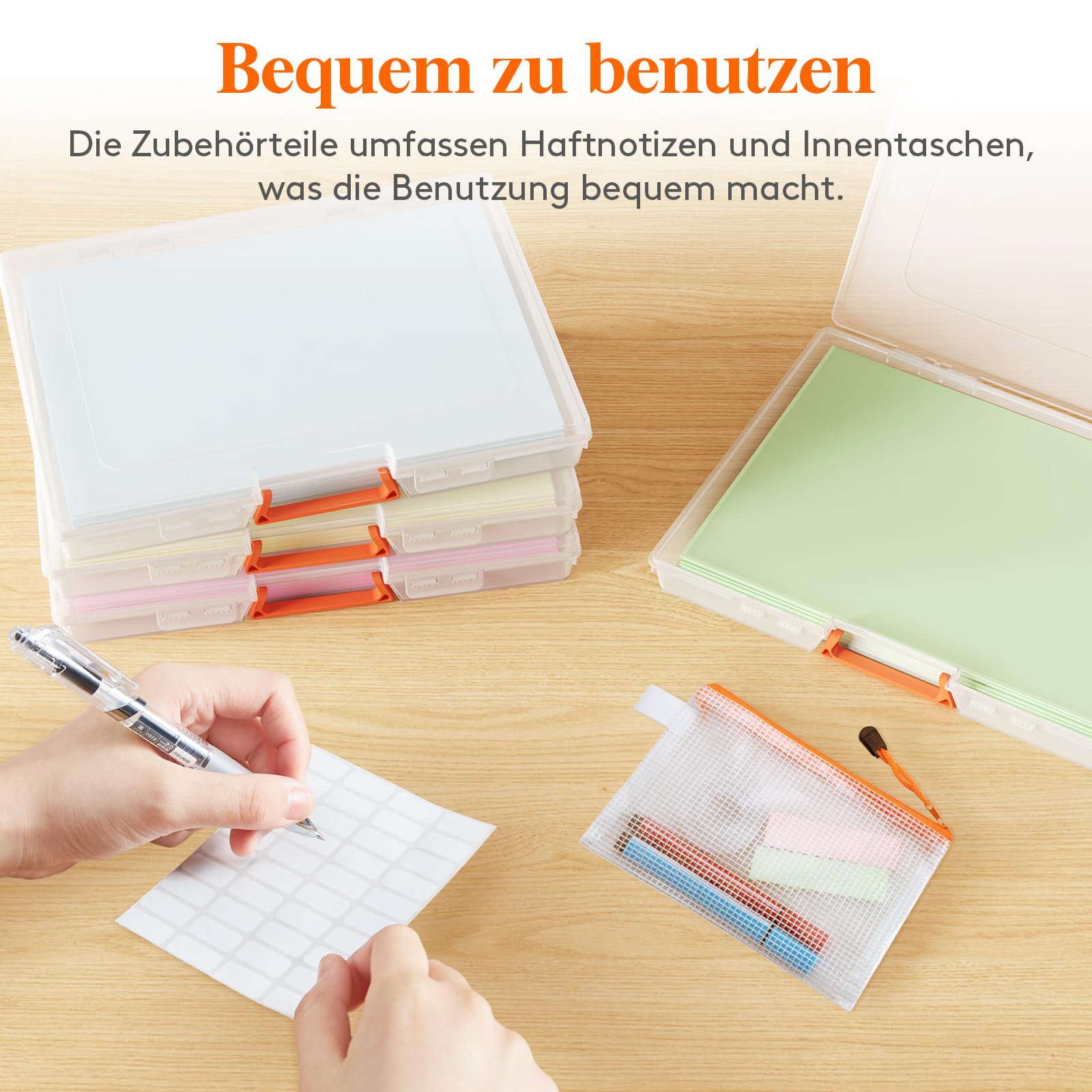 Lifewit 12 Pack Stapelbar Aufbewahrungsbox A4 mit Deckel & Griff, Tragbar Din A4 Box mit 12 Reißverschlusstaschen und Etikett, Dokumentenbox Storage Box für Papier Foto Bastelbedarf, 32 x 24 cm/12x9