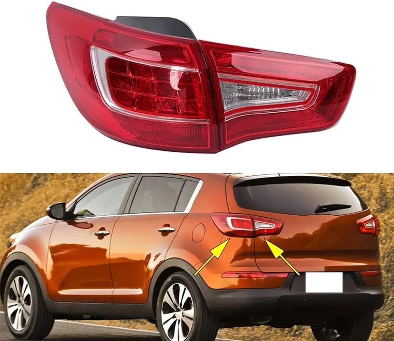 LED-Hinterleuchte Premium-Ersatz-Hinterleuchte mit Heller Beleuchtung, für KIA Sportage R 2011 2012 2013 2014, stoßfest und langlebig, entspricht Sicherheitsstandards,A-Left Inner
