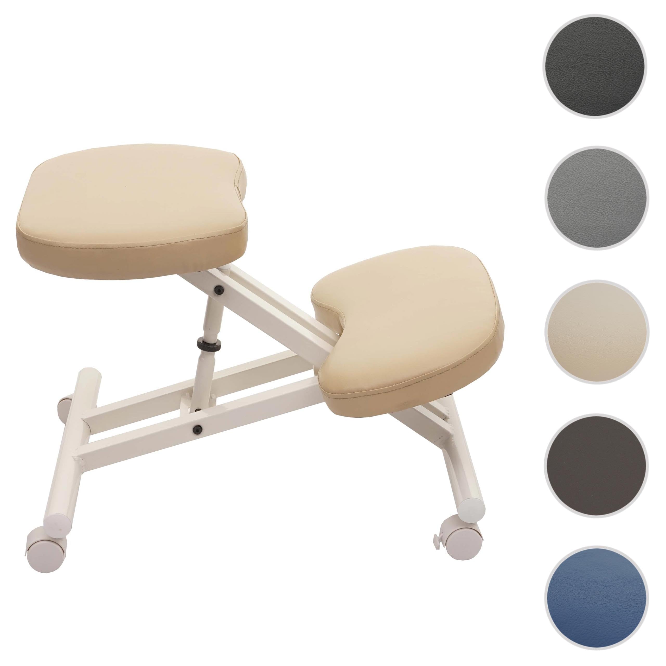 Mendler Asiento de Rodillas HWC-E10 Reposapiés-Rodillas, Imitación piel, metal, crema-nieve