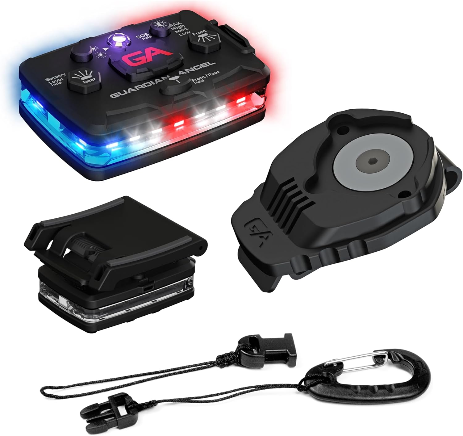 Guardian Angel Law Enforcement Infrared Wearable Safety Light Bundle - Elite Series Red/Blue/White Infrared Light, Universal Mount, Epaulet Mount and Tether, Magnetic Mounting, Professional Grade