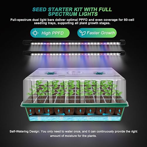 Miniatura 2 de GOOINMILL Bandeja Iniciadora de Semillas con Autoriego con Luz de Crecimiento Temporizada, Bandeja Iniciadora de Plantas de 80 Celdas Kit Iniciador