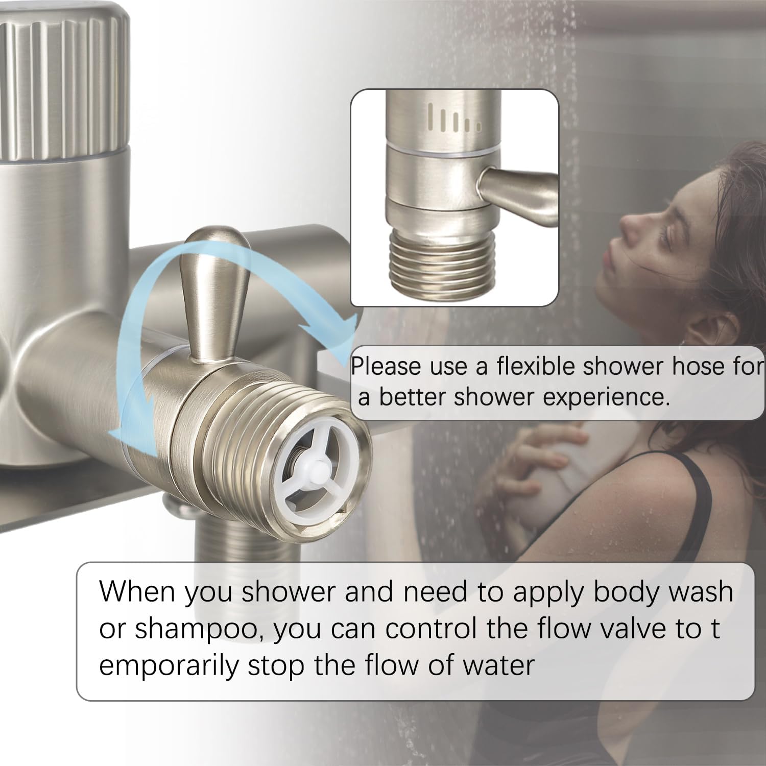 All Metal Single Handle RV Shower Faucet Valve Diverter,Camper Shower Faucet Valve, 4”RV Shower Replacement Valve for Motor Home, Travel Trailer, Camper, Fifth (5th) Wheel (Brushed Nickel, 4")