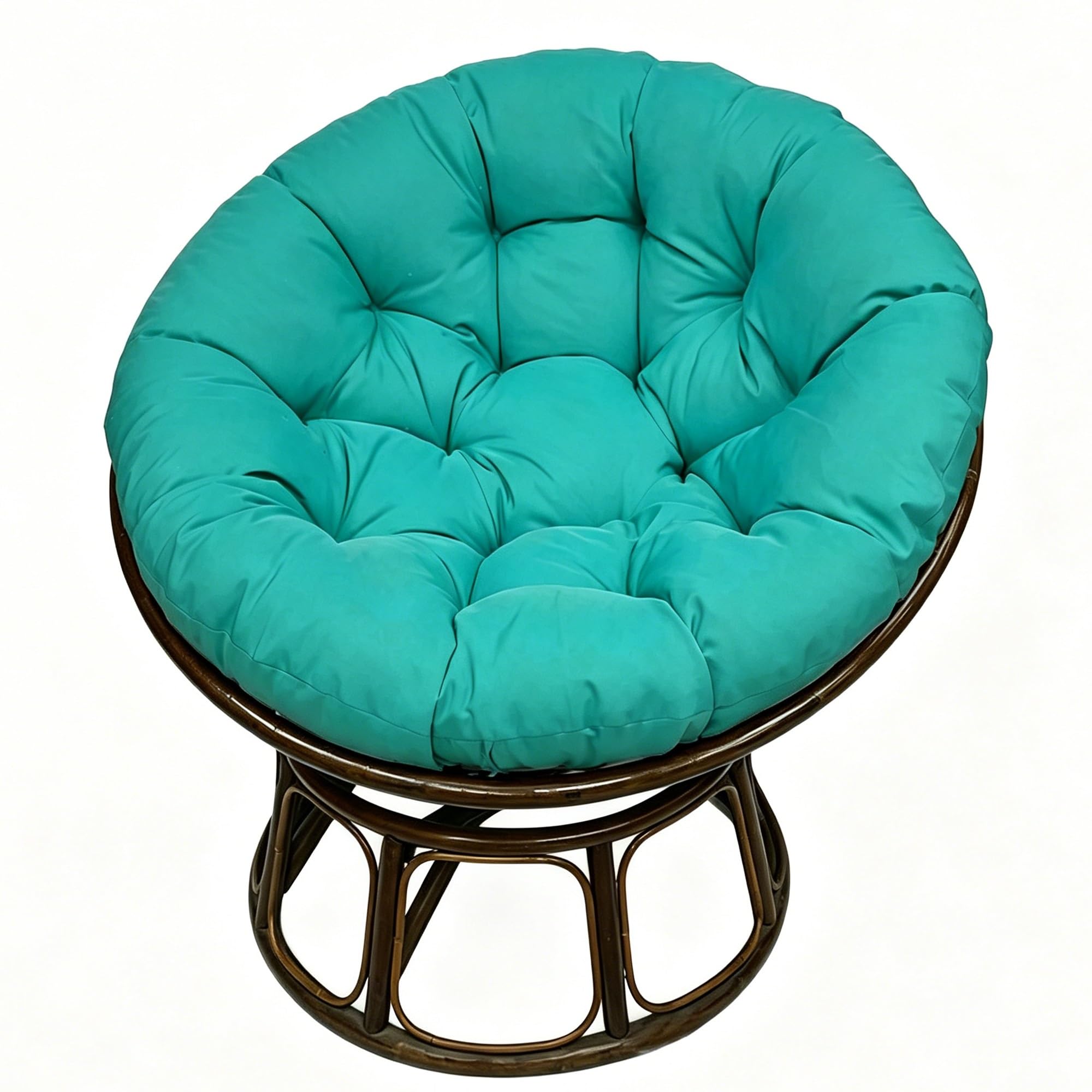 yanbinlife Cushion - Bucket & Moon Chair Comfy Round - Floor Pillow, Soft Circle Chair Cushion with Ties for Oval Saucer Egg Chairs (Frame Not Included)(Lake Blue,43.3 x 43.3 in)