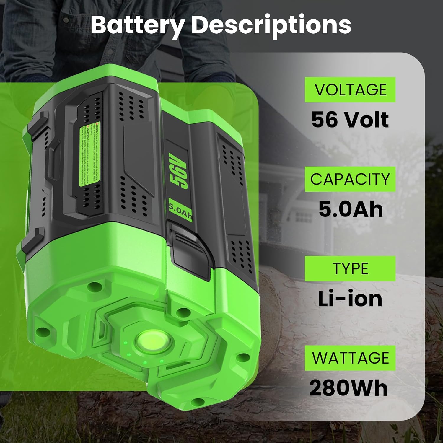 5.0Amps BA4200T Replacement for EGO Battery,Compatible with EGO 56V Battery Leaf Blower, Snowblower, Hedge Trimmer, Electric Cordless Power Tools and Charger(Multi-2PC)