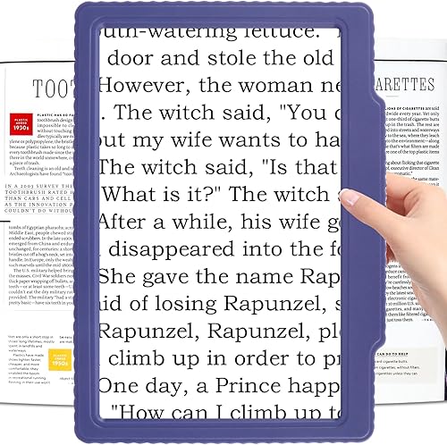 Lupa de página grande 5X para leer, azul