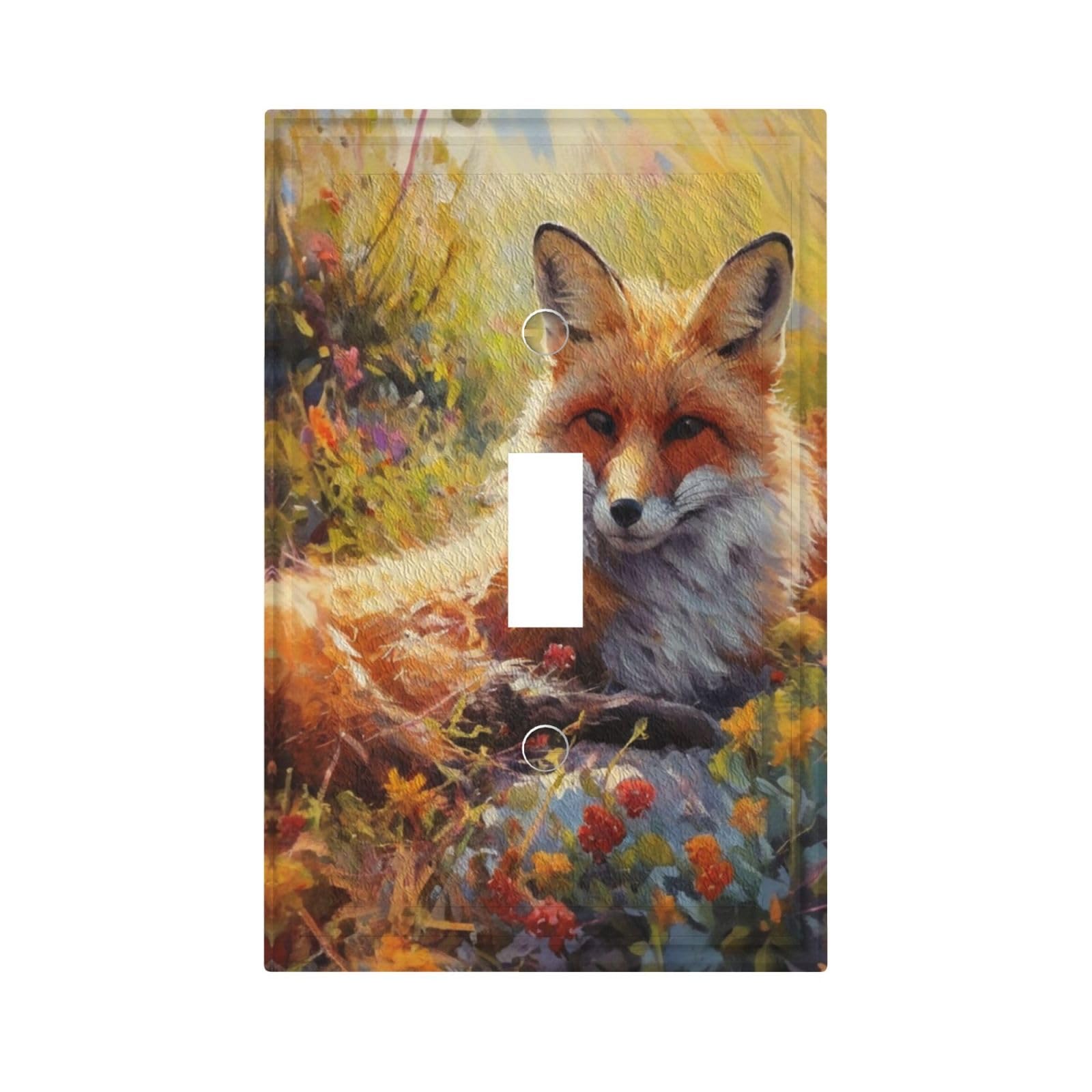 Azjincos Decorative Art Light Switch Covers Fox In The Flowers Single Toggle Wall Plate Decorative Switchcover Electrical Switchplate