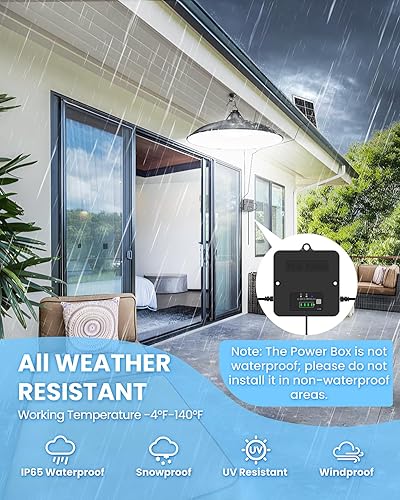 Miniatura 4 de Luz solar para cobertizo interior y exterior, luz colgante solar de 2000 lm disponible con pantalla de batería, luces solares impermeables para