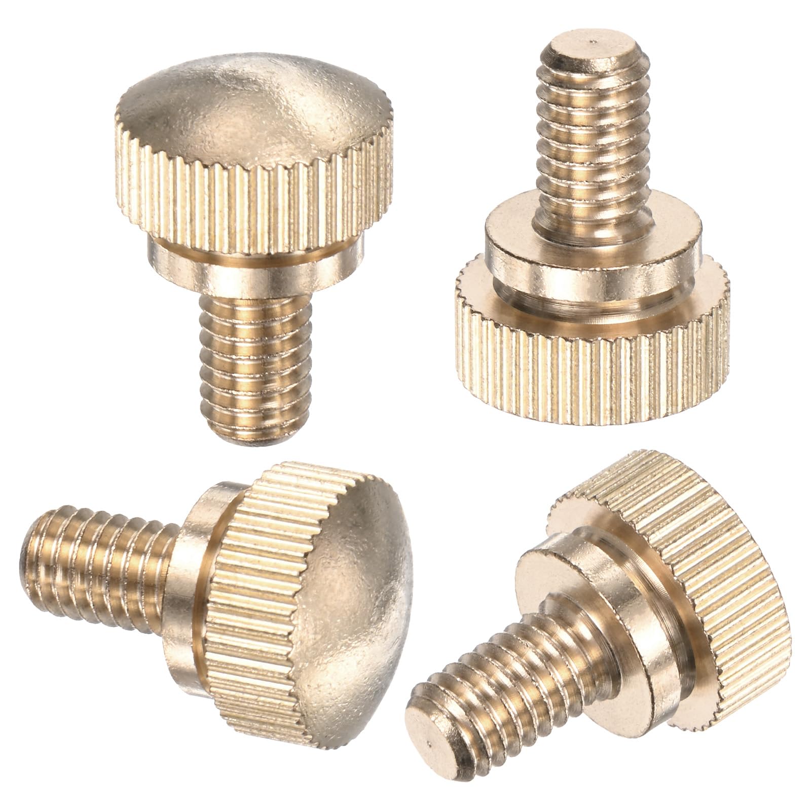 M METERXITY 4-Pack Knurled Thumb Screws, M6x10mm Solid Brass Round Head Knobs Bolts with Shoulder Grip Fasteners for Eye Glass Screws/PC Computer,