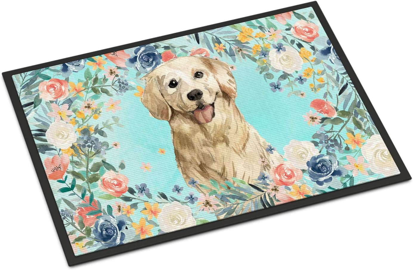 Caroline's Treasures CK3425MAT Golden Retriever Doormat 18x27 Front Door Mat Indoor Outdoor Rugs for Entryway, Non Slip Washable Low Pile, 18H X 27W