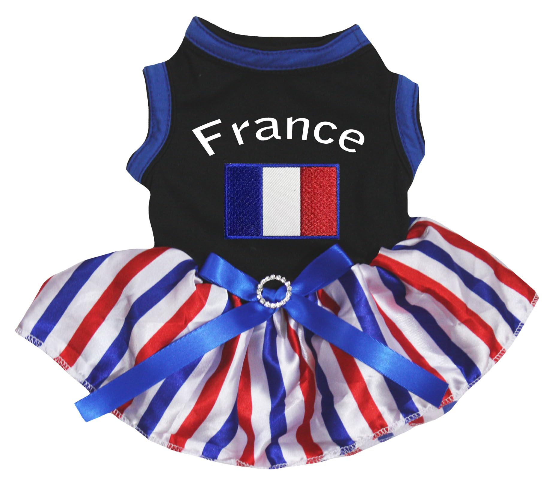 Robe pour chien petit format France & Flag vêtement noir à rayures
