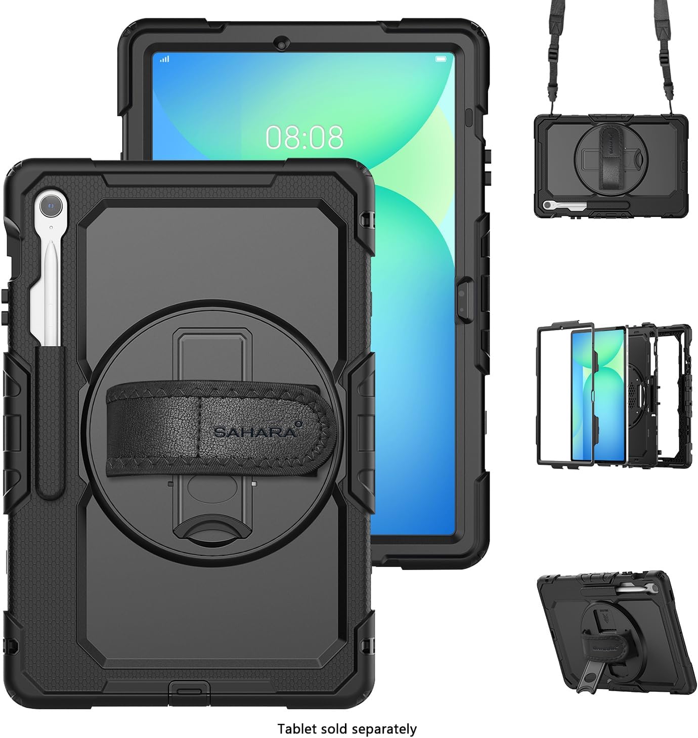 SaharaCase - Raider Series Defense Case for Galaxy Tab S10 FE+, Black, (TB00474)