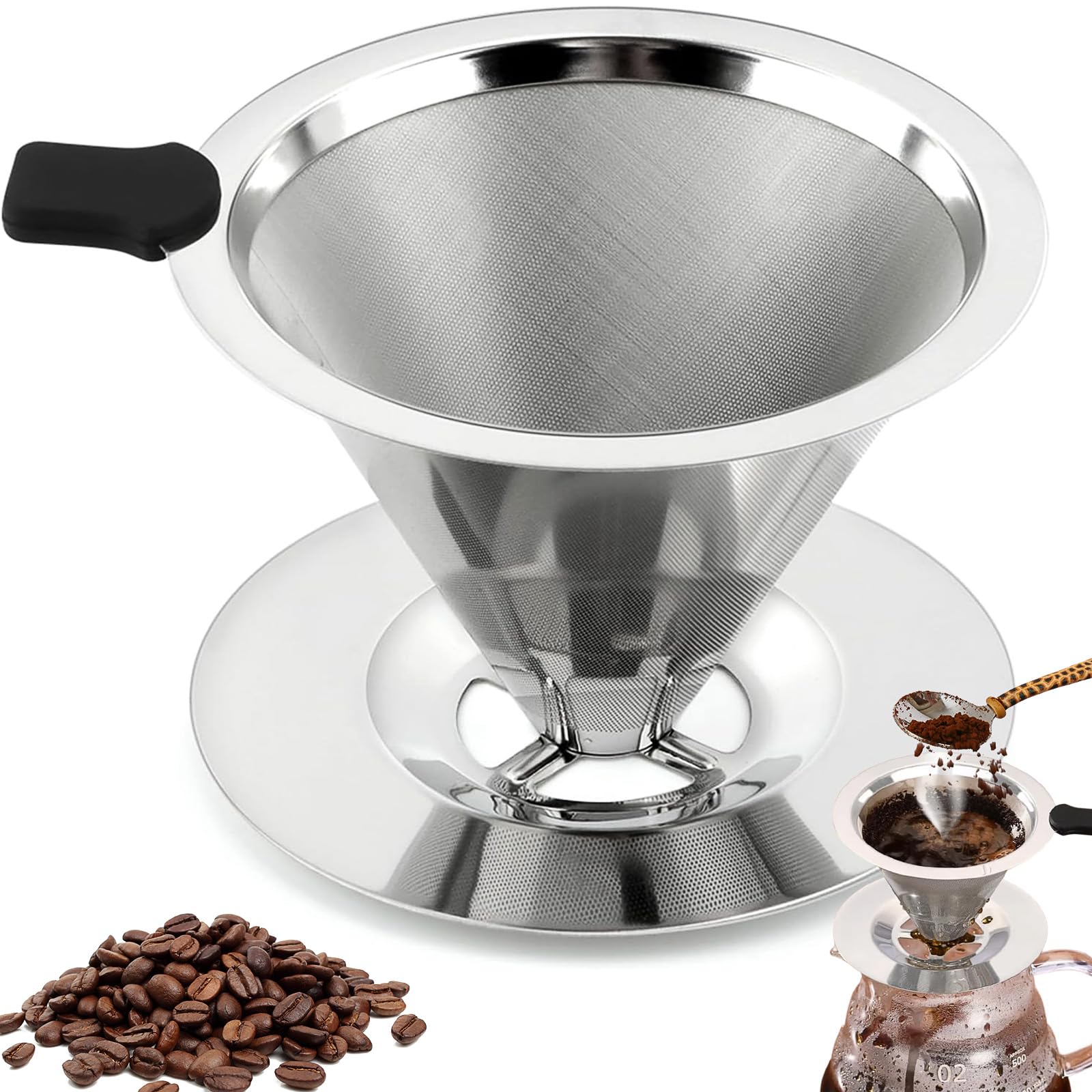 Koffiefilter 304 Roestvrij Staal Dubbellaags Fijnmazig Papierloos Herbruikbaar Giet Over Koffie Druppelaar Conus Zeef Trechter Koffiezetapparaat Accessoires Ka Koffiefilter 304 Roestvrij Staal Dubbellaags Fijnmazig Papierloos Herbruikbaar Giet Over Koffie Druppelaar Conus Zeef Trechter Koffiezetapparaat Accessoires Ka