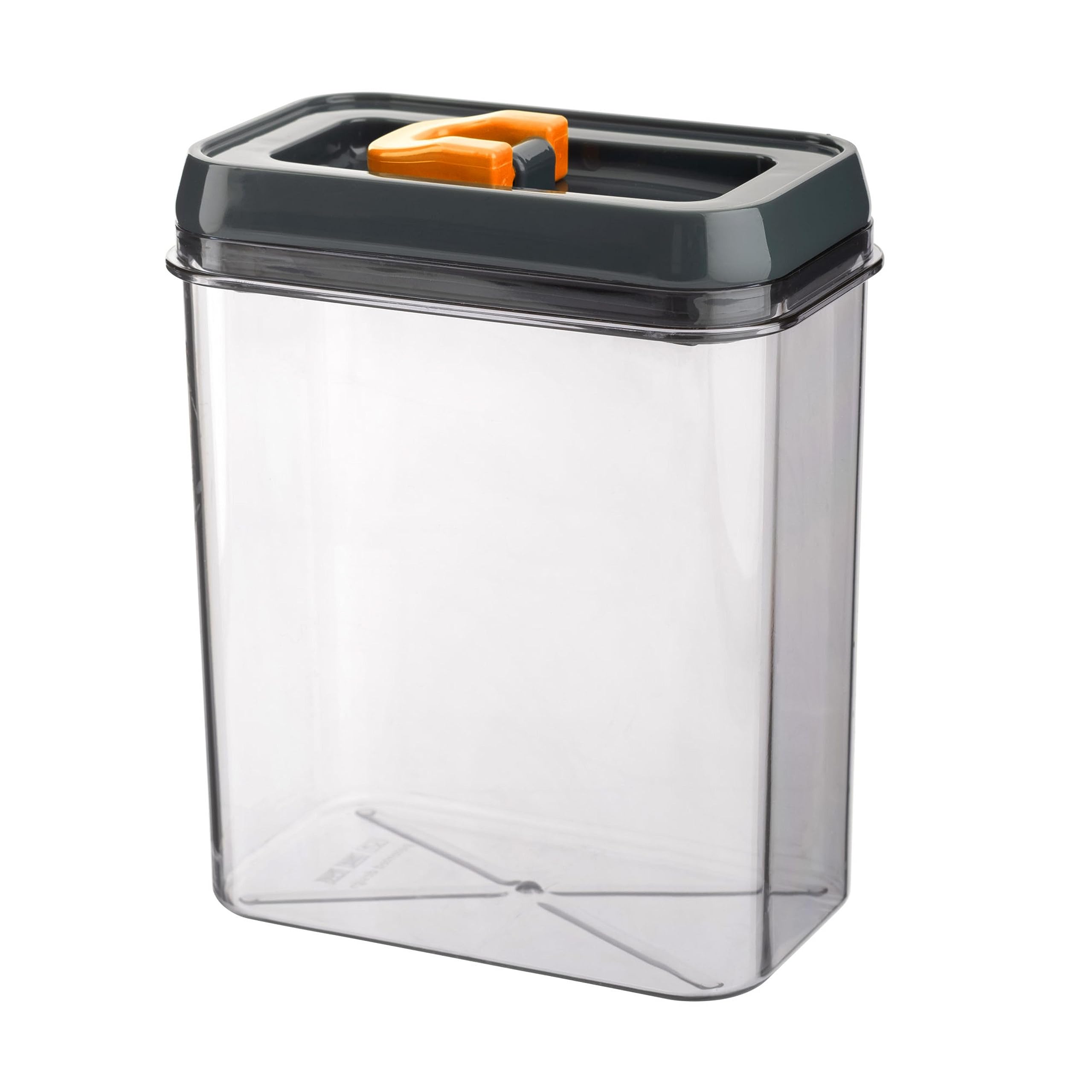HOMESHOPA Airtight Food Storage Containers with Orange Click Seal Lid 1.8 Litres, 1 Pack Clear Plastic Canisters, Kitchen & Pantry Organisation, Durable, Ideal for Pasta Cereal, Flour & Sugar